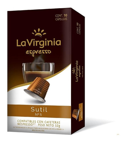 Cafe Capsulas La Virginia Tostado Sutil L N5 10 Unid