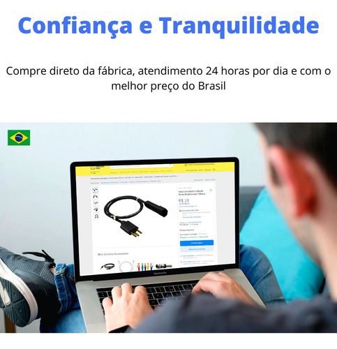Imagem 2 de 6 de Extensão Elétrica Bivolt Preto Profissional 1 Metro