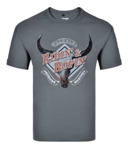 Camiseta Country Masculina Wrangler Cinza Wm8077