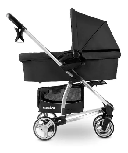 Cochecito Carestino London Negro + Huevito + Accesorios Color del chasis Plateado