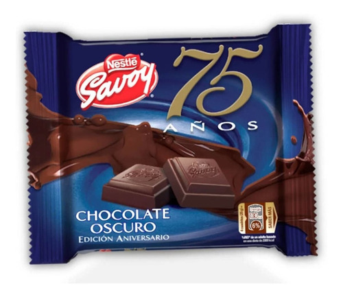 Imagen 1 de 9 de Savoy® 75 Aniversario Chocolate Oscuro De 100g