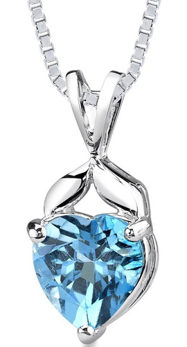 Imagen 1 de 6 de Collar Con Colgante De Topacio Azul Suizo En Forma De C...