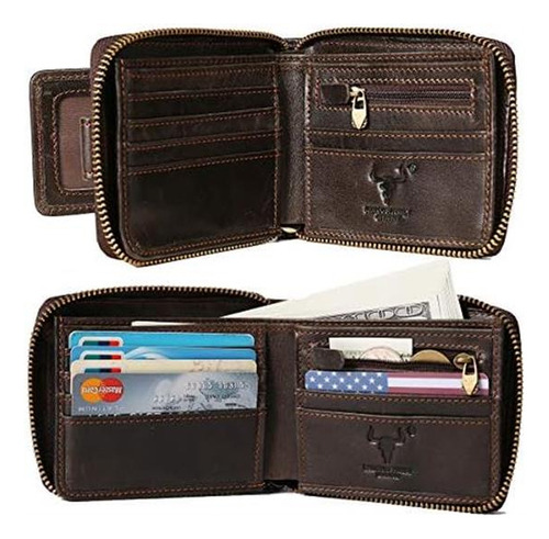 Ming Clan Cartera Con Cremallera Para Hombre Con Bloqueo Rfi