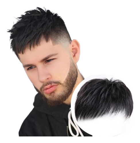 2025 Postizo Corto Y Liso Con Flequillo For Hombre, Peluca