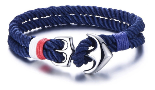 Pulsera Azul De Ancla Acero Inoxidable Para Hombre Premium