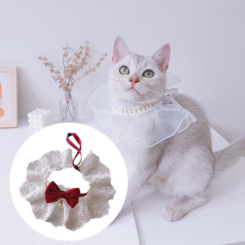Gato Encaje Bowknot Collar Gato Tocina Vestida Suministros