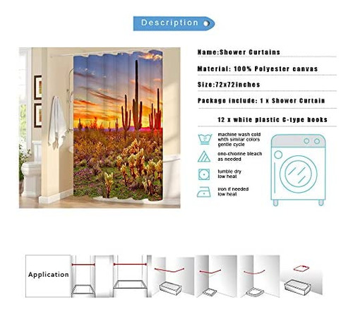 Lukuy Saguaro Cortina De Ducha Para El Baño Paisaje Del Desi