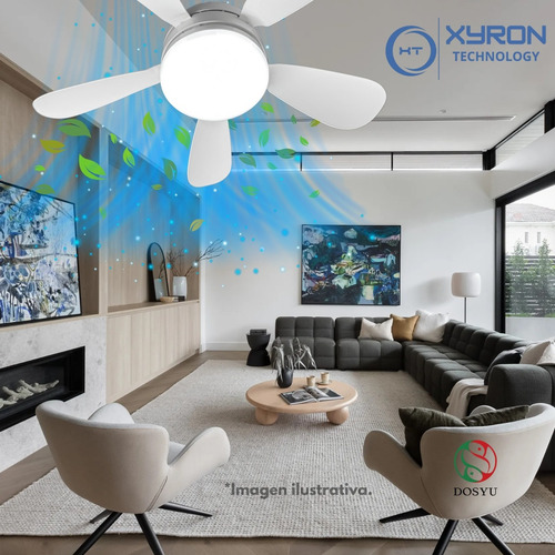 Abanico Ventilador Foco Techo Aspas Interiores Blanco