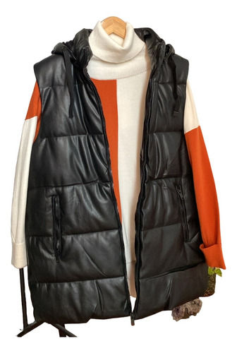 Chaleco Cuero Puffer Largo Talles Grandes