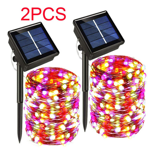 2 Luces De Hadas De Cadena De Navidad Solar 30m 300led