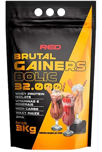 Gainer Vitaminas Para Engordar 3 Kg Hipercalórico - Melhores Sabor Morango