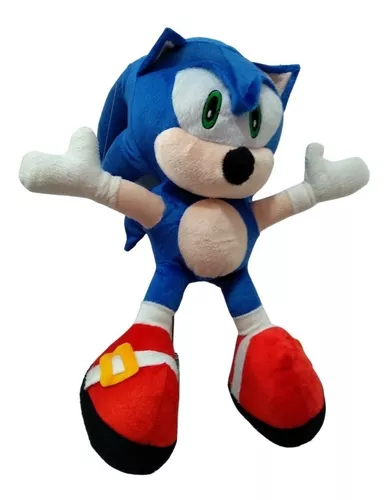 Boneco Pelúcia Sonic Azul Antialérgico + Camiseta Infantil