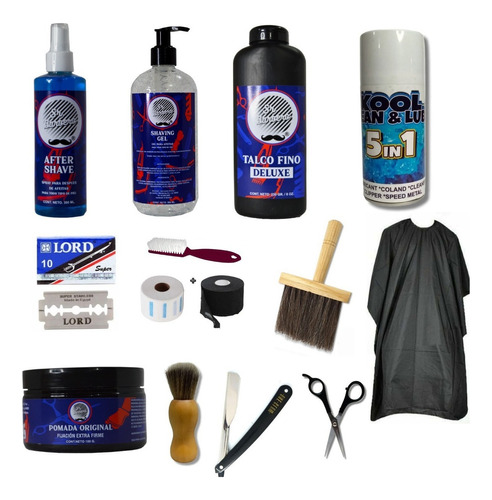 Kit Barberia Completo Profesional Corte , Afeitado 12 Piezas