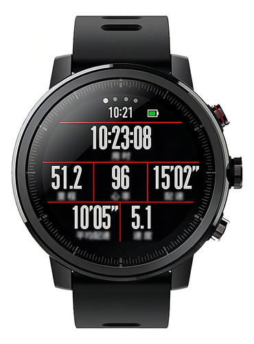 Smartwatch Amazfit Sport Stratos display de 1.34" con correa de silicona color negro y caja color negro/rojo