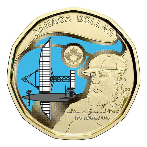 Moneda Canada 1 Dolar Año 2022 Alexander Graham Bell Color