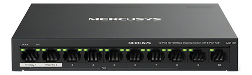 Switch Poe Mercusys Ms110p, 10 Puertos Fast Ethernet, 65w
