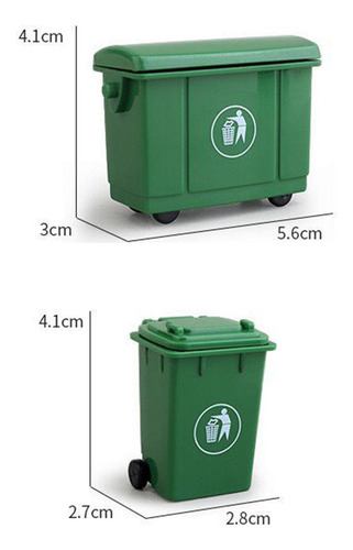 2 Minitacarros De Basura Tipo Casa De Muñecas A Escala 1/12,