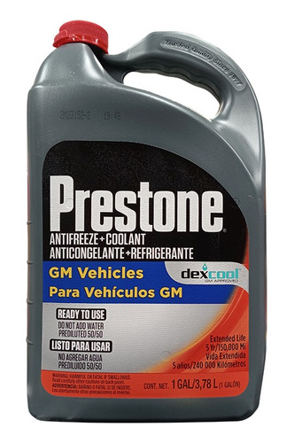 Anticongelante Prestone Naranja Galón (3.78l) Dexcool Gm 