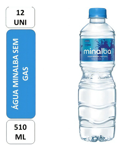Água Mineral Natural 510ml Kit 12 Unidades Minalba