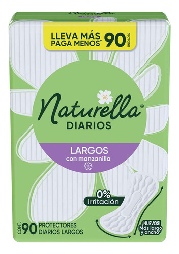 Pantiprotectores Naturella Diarios Largos con Manzanilla 90 Unidades