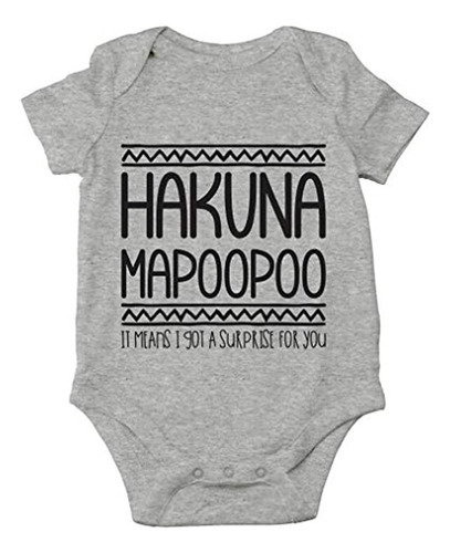 Bodys Para Bebés Estampado De Hakuna Mapoopoo Gris