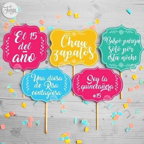 Photo Booth 15 Años Imprimible Props Cumple 15