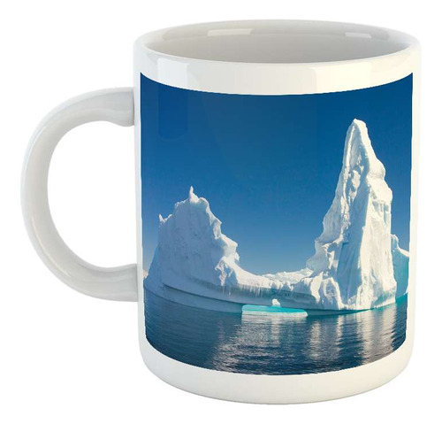 Taza Ceramica Iceberg Bote Mar Helado Hielo Blanco N4