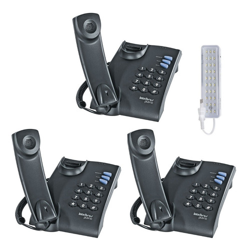 Kit 3 Aparelho Telefone Com Fio Intelbras Pleno Mesa Parede