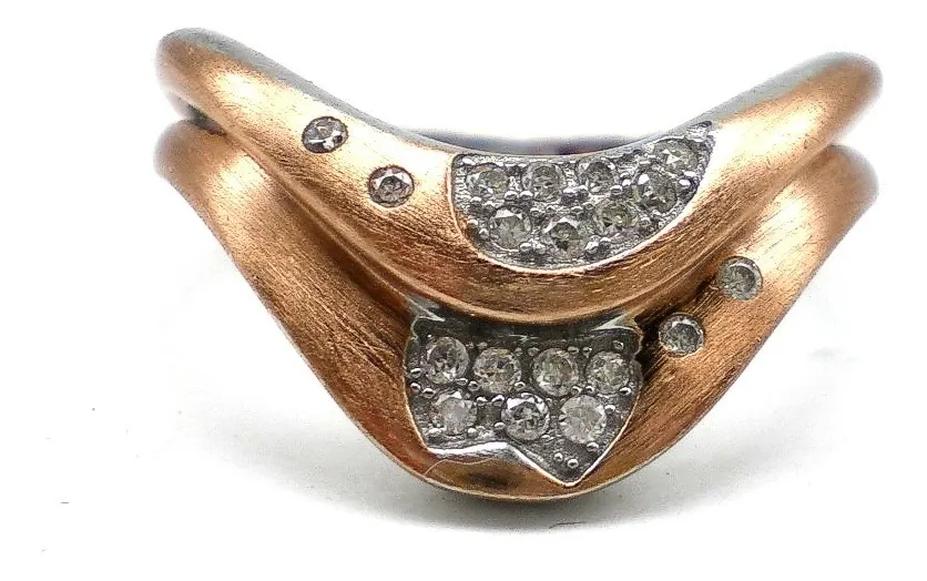 Anillo De Plata 925-oro Y Zafiros Blancos