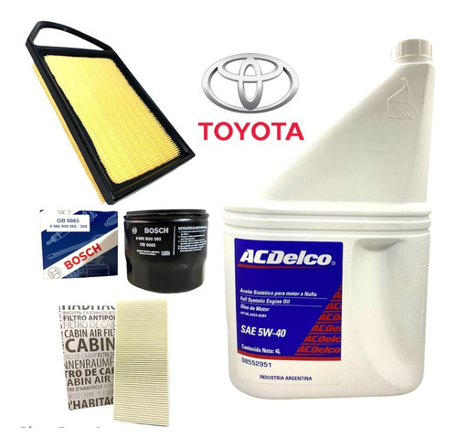 Kit Cambio De Aceite Acdelco 5w40 Y 3 Filtros Toyota Etios 