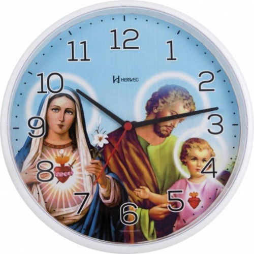 Relógio De Parede Imagem Religiosa Herweg Branco 6698-021