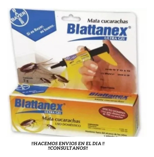 Gel Insecticida Mata Cucarachas Blattanex Jeringa 10gr Bayer