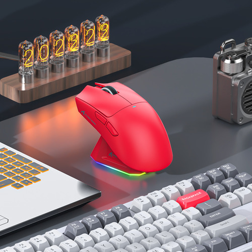 Mouse Attack Shark X11 Paw3311 Gaming Base Charging Rgb Red Vermelho