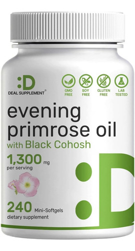 Evening Primrose Oil 1300mg 240 Softgel Con Black Cohosh Sabor S/n