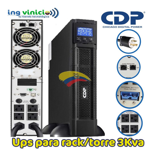 Imagen 2 de 5 de Ups Cdp On-line Upo11-3 Rt 3kva 3000va 2700w 4tomas 120v Rac