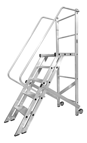 Escada Plataforma Trepadeira - 1,25m - 4+1 - 150kg Prateado