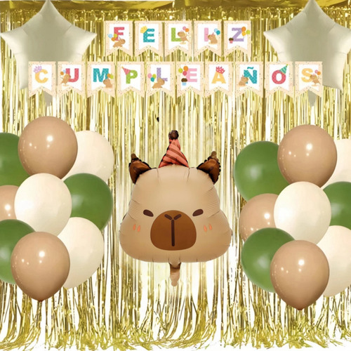 Kit De Globos Cumpleaños Capibara Fiesta Decoracion Capybara