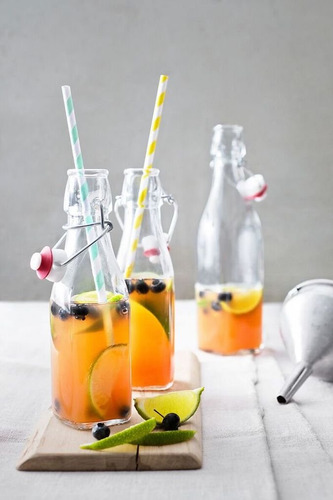 Botella De Vidrio Transparente 230 Ml Con Tapa