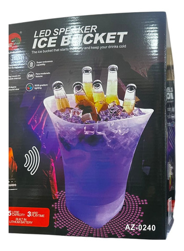 Cubitera Hielera Con Luz Led Para Fiesta Hogar Bar Eventos