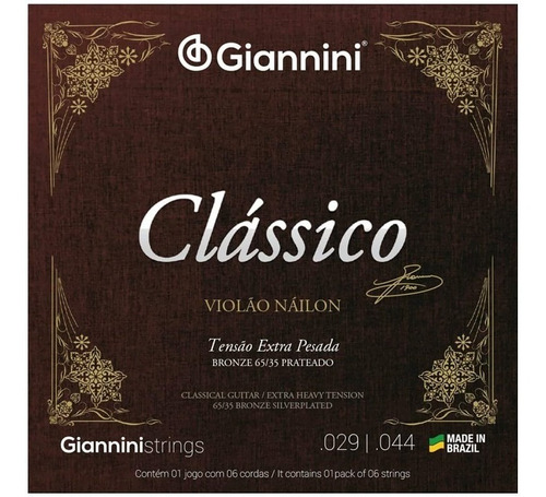 Encordoamento Nylon Violão Giannini Clássico Extra Pesada