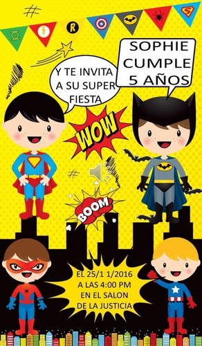 Video Tarjeta Invitación Digital- Super Heroes