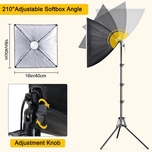 Kit Iluminación Softbox Led 16x16 - 2 Bombillas E27 85w