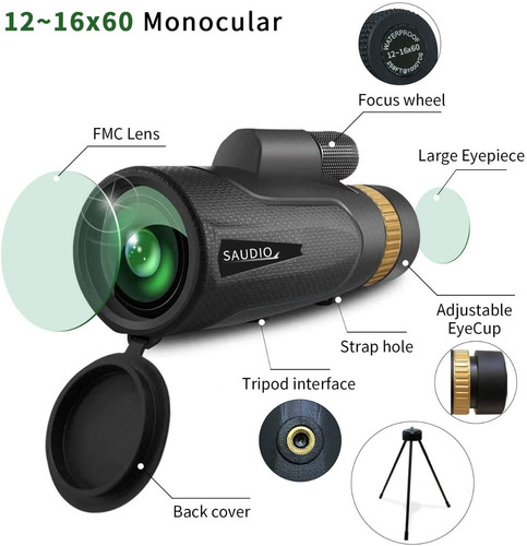 Imagen 2 de 7 de Monocular Telescopio 16 X 60 Alta Potencia Hd Impermeable