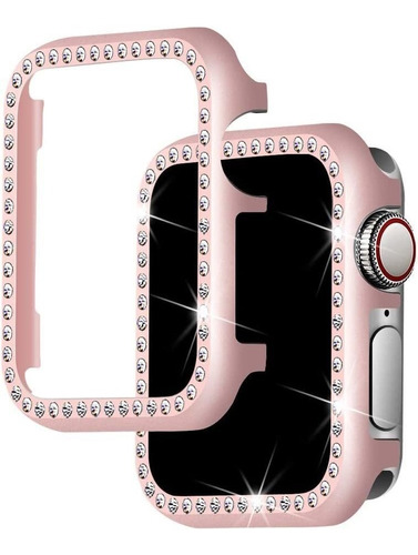 Funda Para Apple Watch Case 44mm  6/se/5/4 Rosa Gold Strass