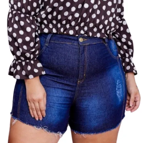 Shorts Jeans Plus Size Feminino Lycra Grande 46 48 50 52 54