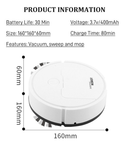 Mini Robot De Barrido Inteligente Que Barre, Trapea Y Aspira