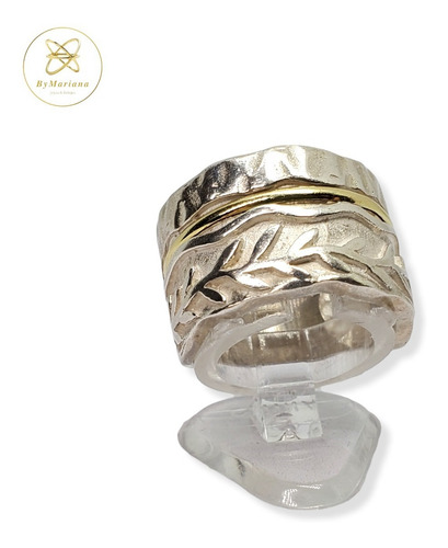 Imagen 1 de 9 de Anillo Plata Y Oro 3 Guardas