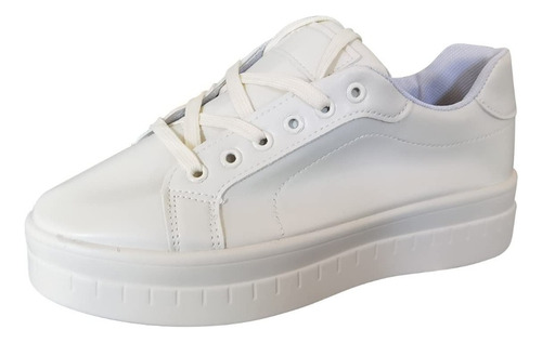 Zapatos De Tenis De Plataforma Informales Blancos Para Mujer