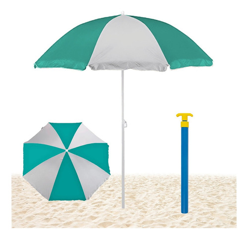 Saca Arena + Parasol Sombrilla Articulada Mor 180cm Playa