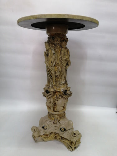 Columna Italy En Marmolina  Oleo Y Madera Ninfas Y Dragones 